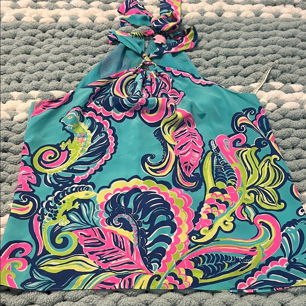 Lilly Pulitzer Teal and Pink Halter Top